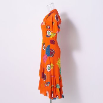 BIG FRUIT PRINT ON STRETCH NETTING　ドレス 詳細画像