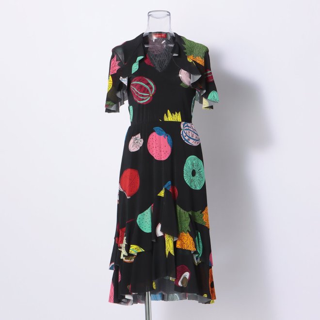 BIG FRUIT PRINT ON STRETCH NETTING　ドレス 詳細画像 黒系マルチ 1