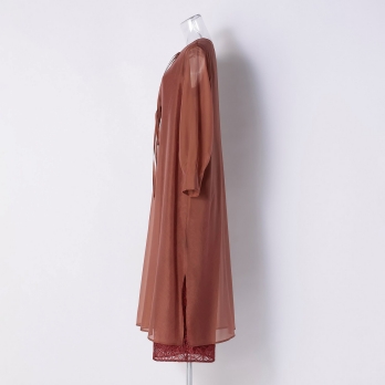 【DRESS COLLECTION】 レースオールインワン シフォンロングカーディガン 詳細画像