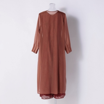 【DRESS COLLECTION】 レースオールインワン シフォンロングカーディガン 詳細画像