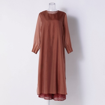 【DRESS COLLECTION】 レースオールインワン シフォンロングカーディガン 詳細画像