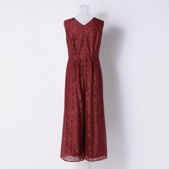 【DRESS COLLECTION】 レースオールインワン シフォンロングカーディガン 詳細画像