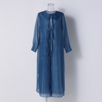 【DRESS COLLECTION】 レースオールインワン シフォンロングカーディガン 詳細画像