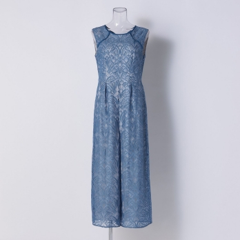 【DRESS COLLECTION】 レースオールインワン シフォンロングカーディガン 詳細画像
