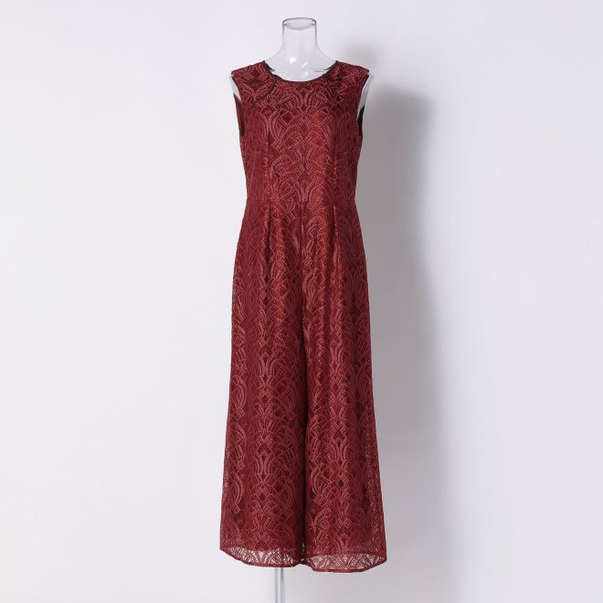 【DRESS COLLECTION】 レースオールインワン シフォンロングカーディガン 詳細画像 レッド 5