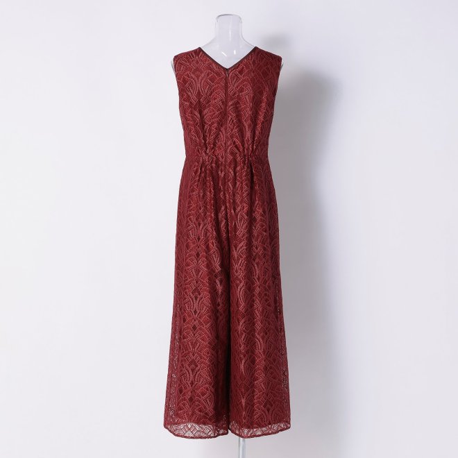 【DRESS COLLECTION】 レースオールインワン シフォンロングカーディガン 詳細画像 レッド 6