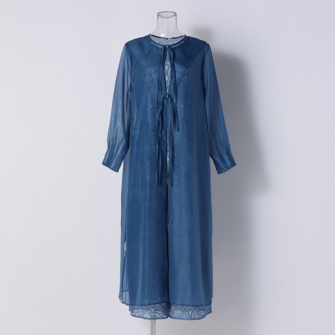 【DRESS COLLECTION】 レースオールインワン シフォンロングカーディガン 詳細画像 ライトブルー 2