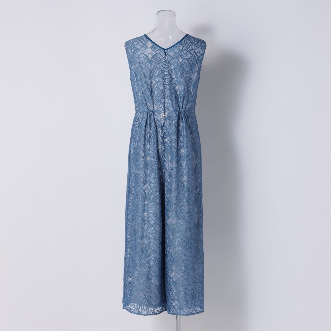 【DRESS COLLECTION】 レースオールインワン シフォンロングカーディガン 詳細画像 ライトブルー 5