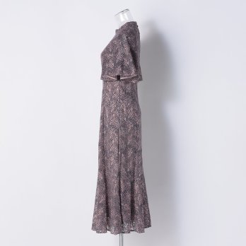 【DRESS COLLECTION】 リーフ柄レース フレアスリーブドレス 詳細画像