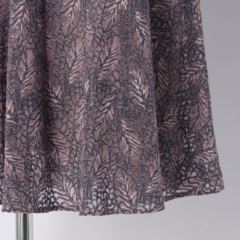 【DRESS COLLECTION】 リーフ柄レース フレアスリーブドレス 詳細画像
