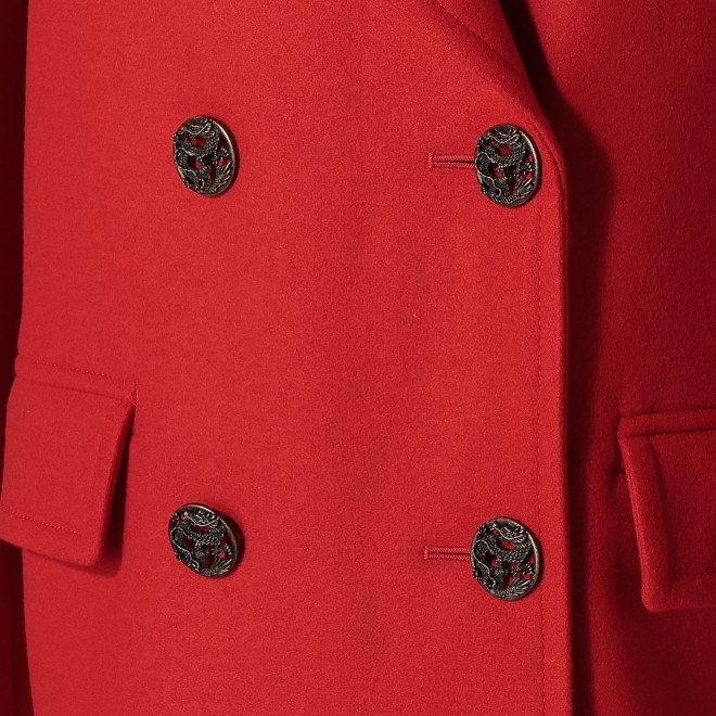PEA COAT WITH DRAGON BUTTONS 詳細画像 レッド 8