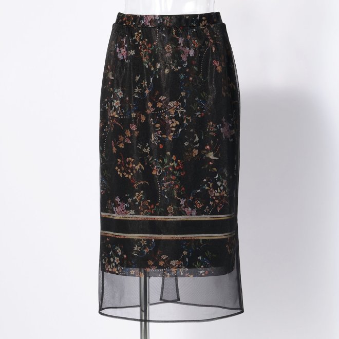 【期間限定】MARBLE INLAY PRINT ON NETTING　スカート 詳細画像 黒系マルチ 1