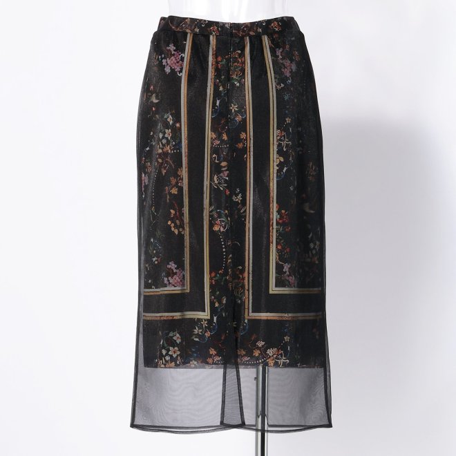【期間限定】MARBLE INLAY PRINT ON NETTING　スカート 詳細画像 黒系マルチ 3