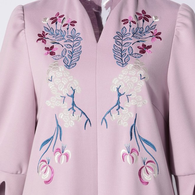【期間限定】DRESS WITH FLOWER EMBROIDERY 詳細画像 パープル 4