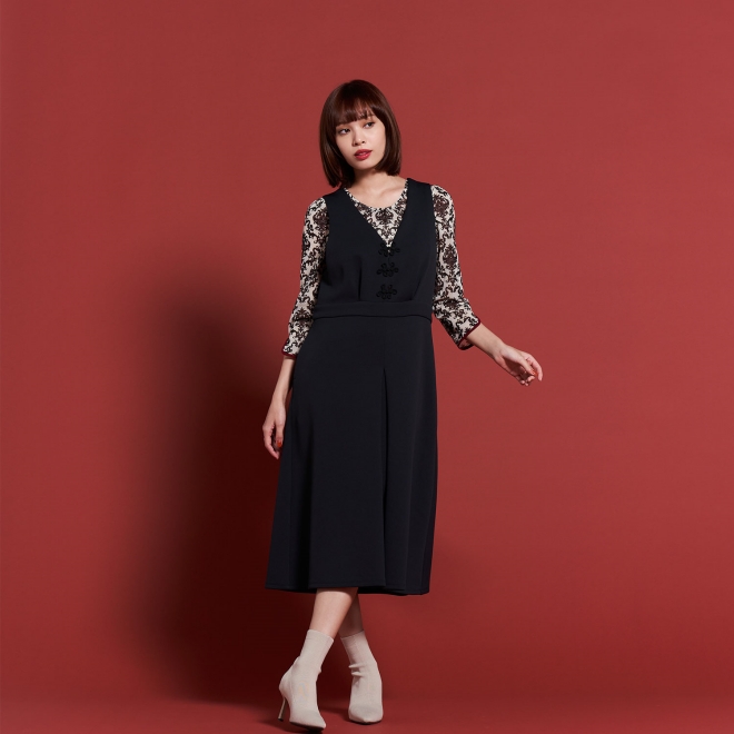 【期間限定】CHINA BUTTON JUMPER DRESS 詳細画像 ブラック 1