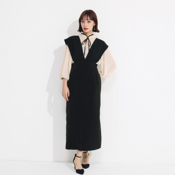 【DRESS COLLECTION】 ハイウエストジャンスカワンピース 詳細画像