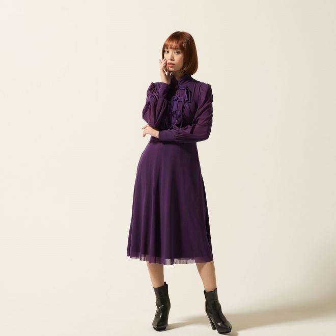 SOLID STRETCH NETTING　ドレス 詳細画像 パープル 1