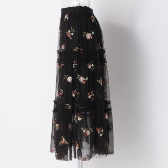 【期間限定】PIXELATED FLORAL EMBROIDERY　スカート 詳細画像