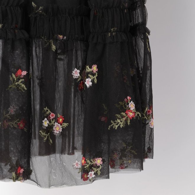 【期間限定】PIXELATED FLORAL EMBROIDERY　スカート 詳細画像 ブラック 5