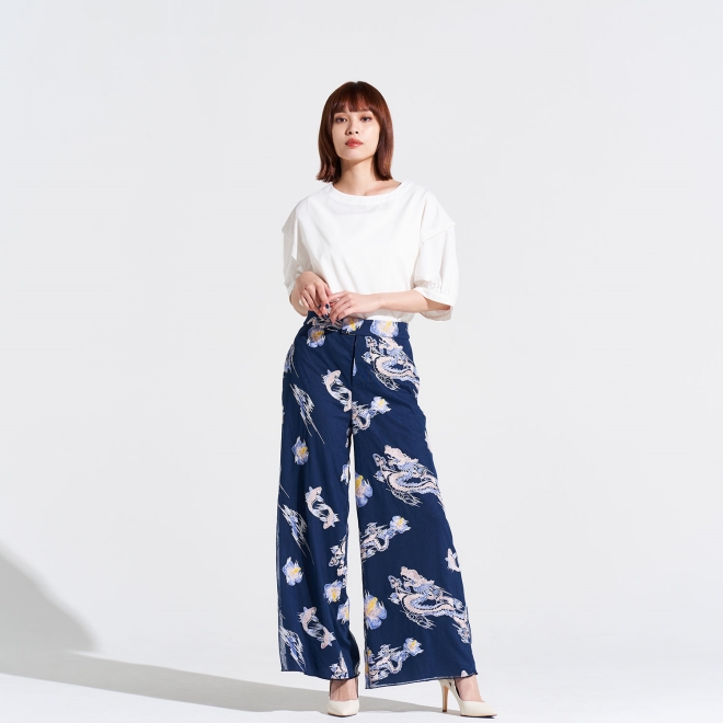 【期間限定】WATER DRAGON EMBROIDERY ON RIGID NET　パンツ 詳細画像 ネイビー 2