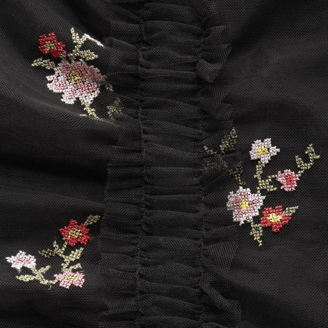 【期間限定】PIXELATED FLORAL EMBROIDERY　ドレス 詳細画像 ブラック 10