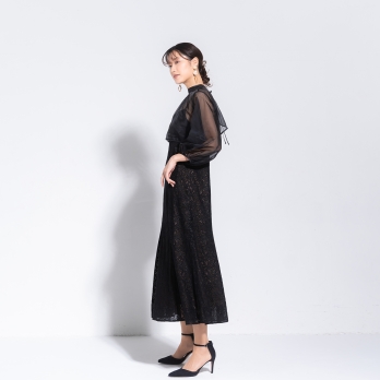 【DRESS COLLECTION】 2WAYボレロ付 エンブロイダリーマーメイドドレス 詳細画像