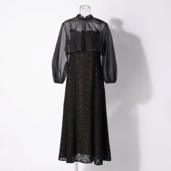 【DRESS COLLECTION】 2WAYボレロ付 エンブロイダリーマーメイドドレス 詳細画像