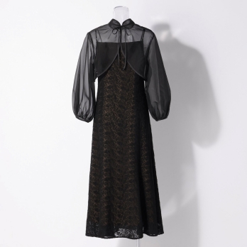 【DRESS COLLECTION】 2WAYボレロ付 エンブロイダリーマーメイドドレス 詳細画像