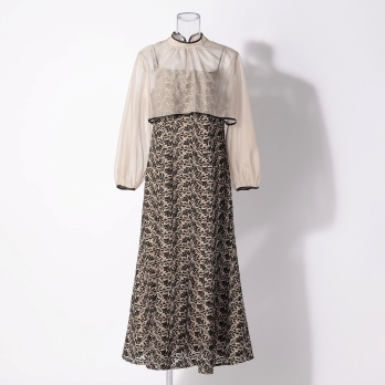 【DRESS COLLECTION】 2WAYボレロ付 エンブロイダリーマーメイドドレス 詳細画像