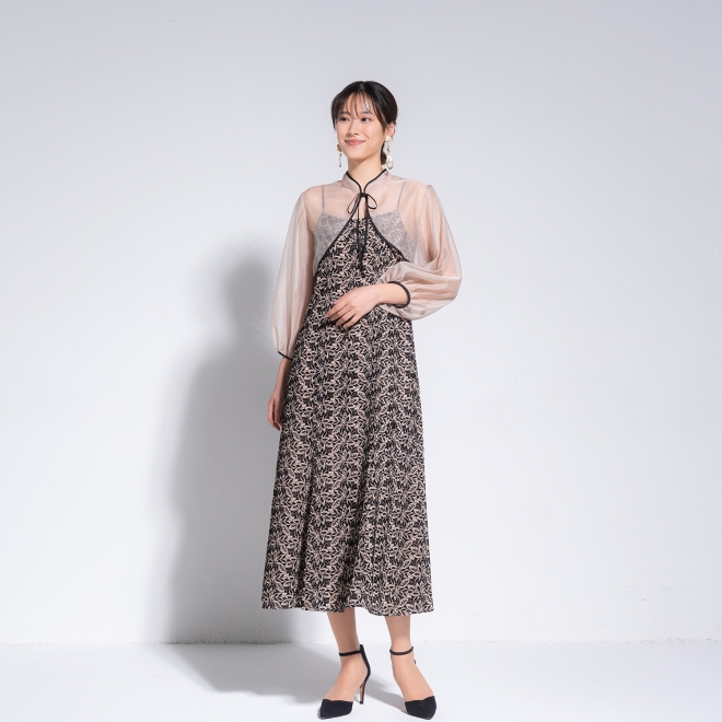 【DRESS COLLECTION】 2WAYボレロ付 エンブロイダリーマーメイドドレス 詳細画像 ベージュ 1