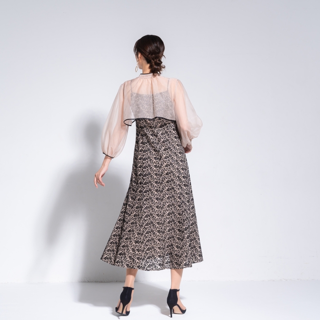 【DRESS COLLECTION】 2WAYボレロ付 エンブロイダリーマーメイドドレス 詳細画像 ベージュ 2