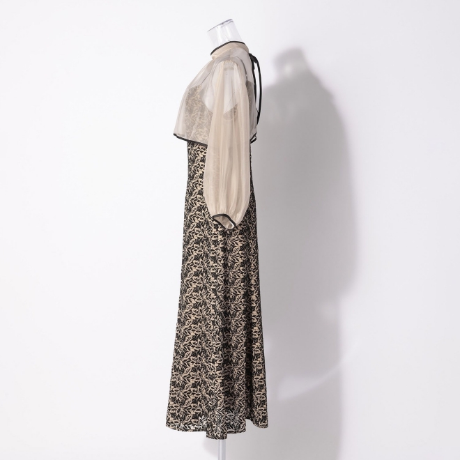 【DRESS COLLECTION】 2WAYボレロ付 エンブロイダリーマーメイドドレス 詳細画像 ベージュ 4