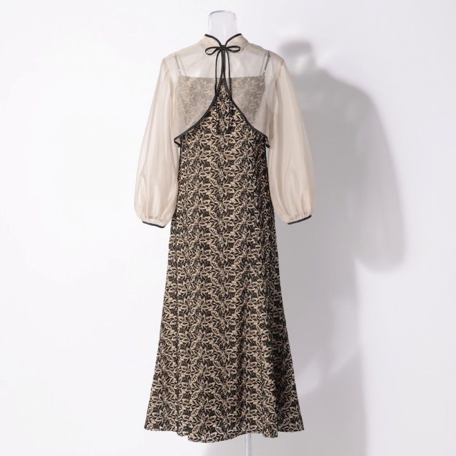 【DRESS COLLECTION】 2WAYボレロ付 エンブロイダリーマーメイドドレス 詳細画像 ベージュ 5