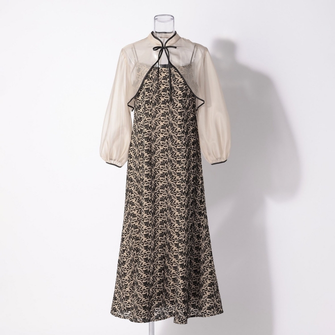 【DRESS COLLECTION】 2WAYボレロ付 エンブロイダリーマーメイドドレス 詳細画像 ベージュ 7