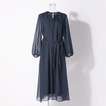 【DRESS COLLECTION】 シフォンギャザーロングドレス