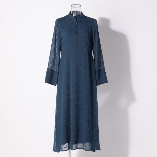 【DRESS COLLECTION】 ランダムドットジャガードドレス 詳細画像 ブルー 1