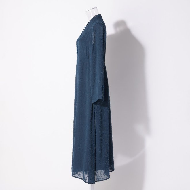【DRESS COLLECTION】 ランダムドットジャガードドレス 詳細画像 ブルー 2