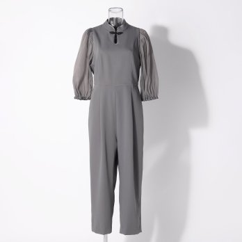 【DRESS COLLECTION】 チャイナカラーオールインワンドレス 詳細画像
