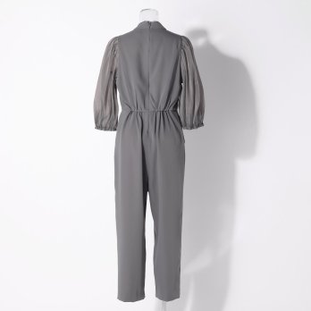 【DRESS COLLECTION】 チャイナカラーオールインワンドレス 詳細画像