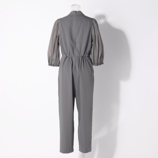 【DRESS COLLECTION】 チャイナカラーオールインワンドレス 詳細画像 ライトグレー 3