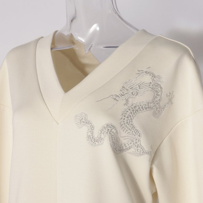 DRAGON EMBROIDERY DOUBLE KNIT　ドレス 詳細画像 ホワイト 2