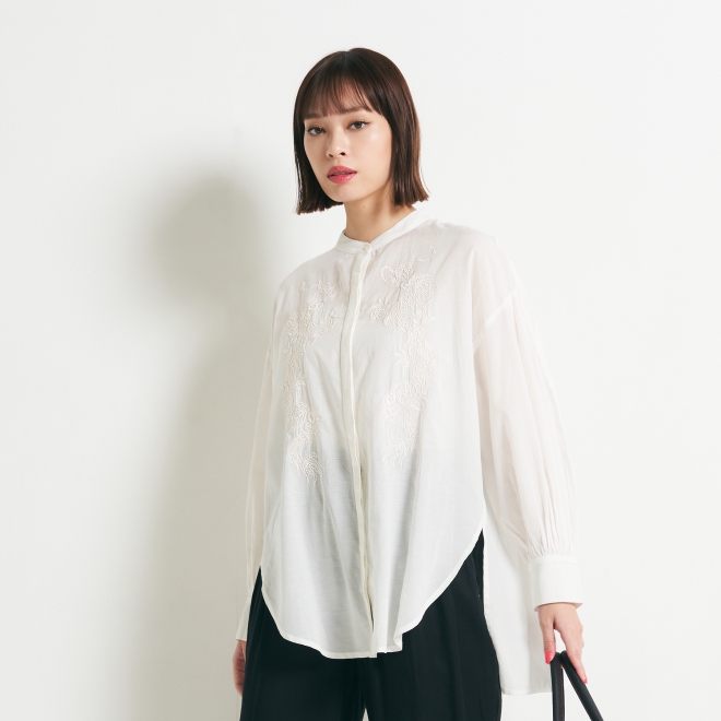 LUCKNOW EMBROIDERY STYLE BLOUSE　 詳細画像 ホワイト 1