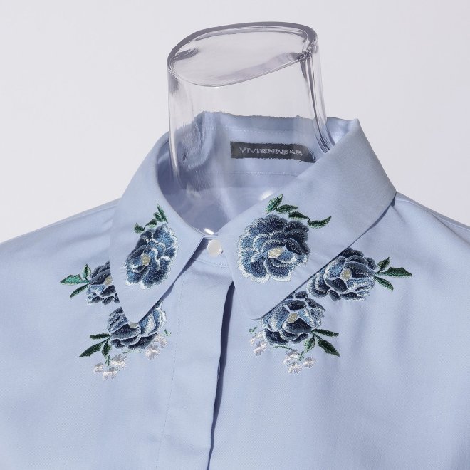 FLOWER EMBROIDERY SHIRT　 詳細画像 ライトブルー 4