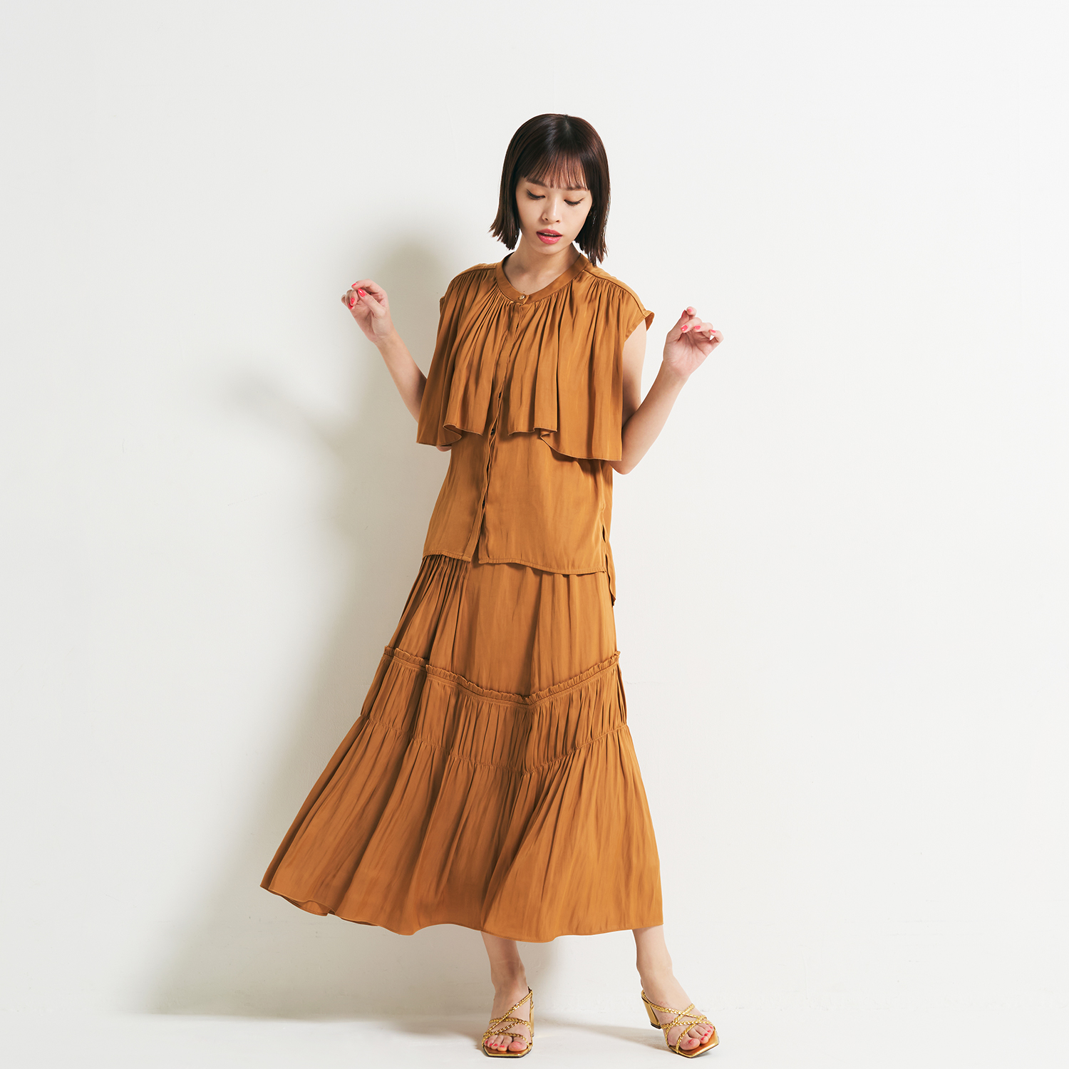 WL シルキー割繊ティアードスカート｜VIVIENNE TAM（ヴィヴィアンタム  