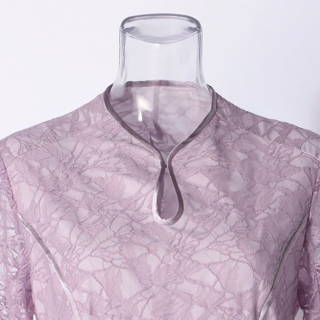 【DRESS COLLECTION】 マウンテン柄レースマーメイド ドレス 詳細画像 パープル 4