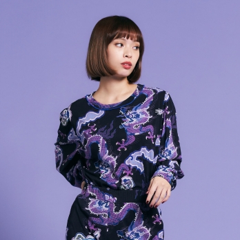 【COMING SOON】DRAGON CLOUD PRINTED STRETCH NET　ブラウス