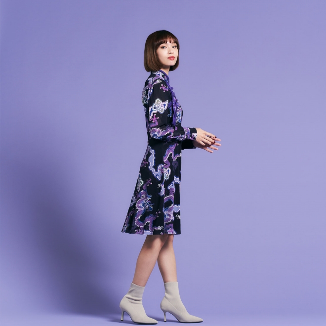 DRAGON CLOUD PRINTED STRETCH NET　ドレス 詳細画像 パープル系マルチ 4