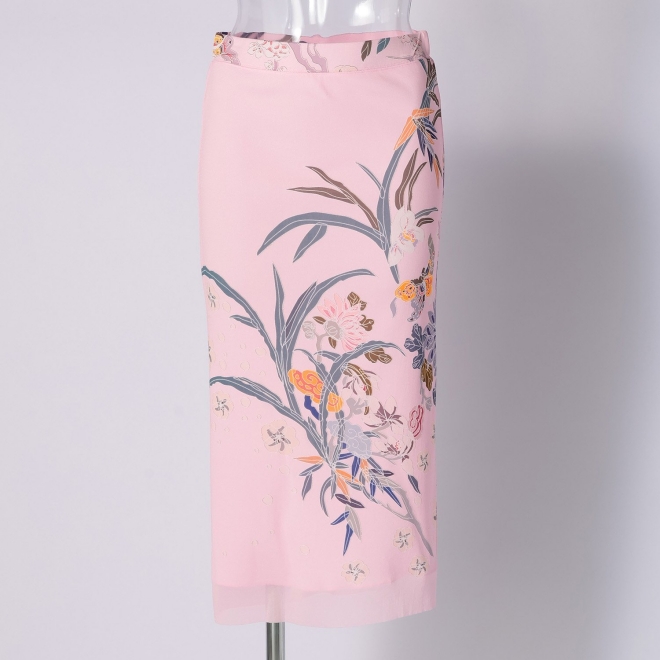 PLUM PRINT ON STRETCH NETTING　スカート 詳細画像 ライトピンク 5