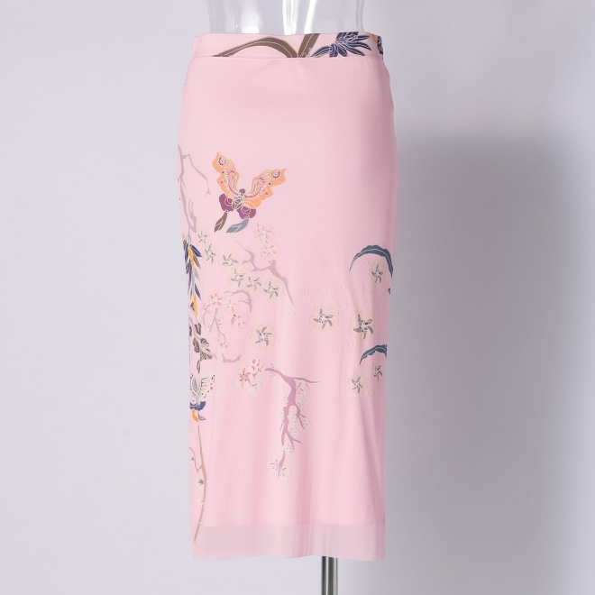 PLUM PRINT ON STRETCH NETTING　スカート 詳細画像 ライトピンク 7