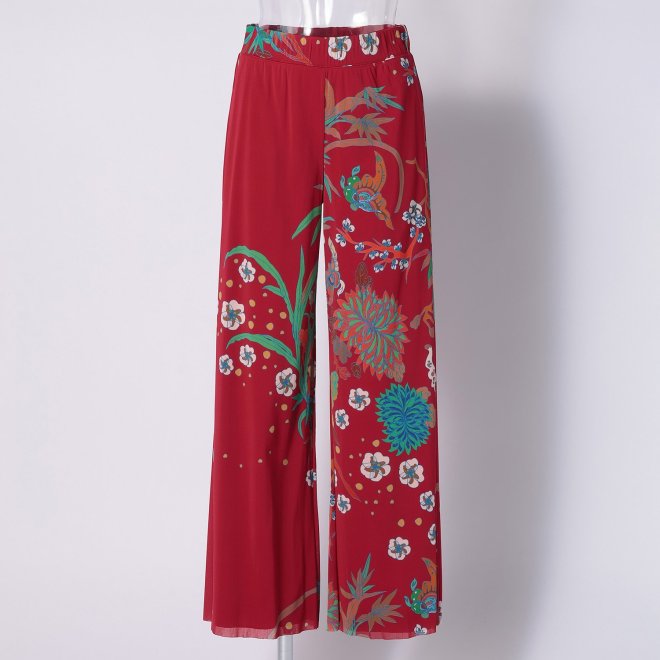 PLUM PRINT ON STRETCH NETTING　パンツ 詳細画像 レッド 1